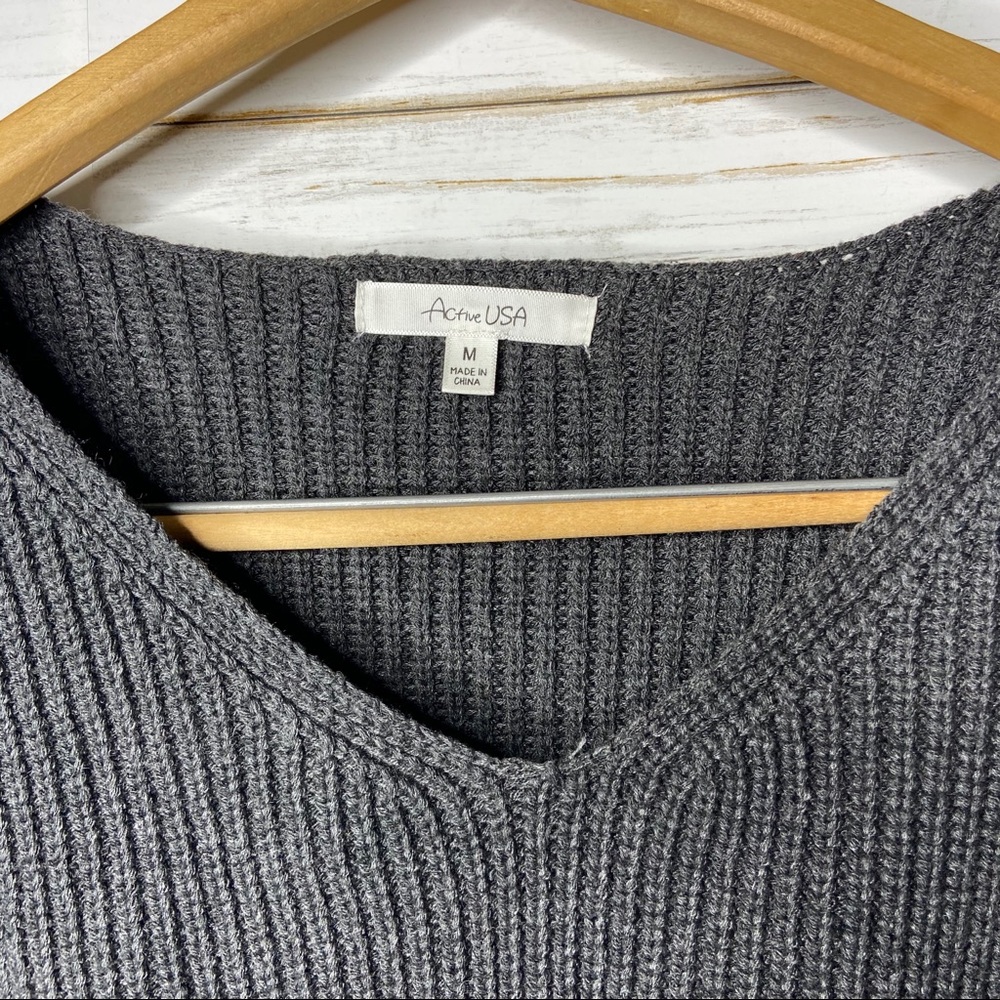 Gray V-neck Sweater - Picture 2 of 6